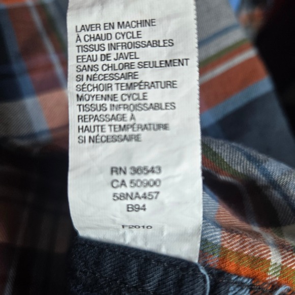 Timberland Mens XXL‎ Flannel Plaid Long Sleeve Shirt Blue Orange Casual Pocket - Picture 8 of 8